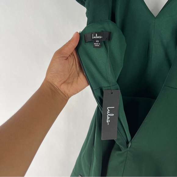 Lulus Divine Darling Hunter Green Ruffled V-Neck Skater Dress NWT Size XS‎ - Picture 12 of 15